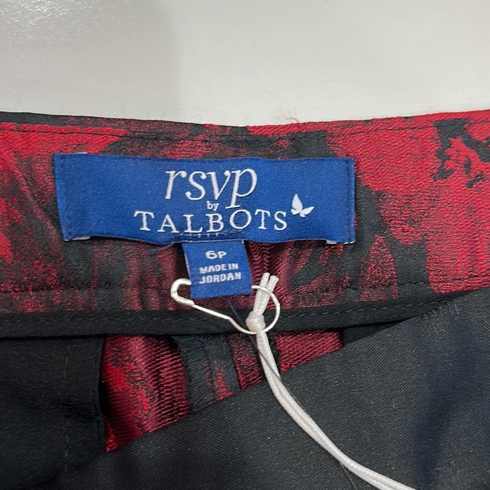 TALBOTS Hampshire Red & Black Floral Ankle Pants 6P - Picture 11 of 13